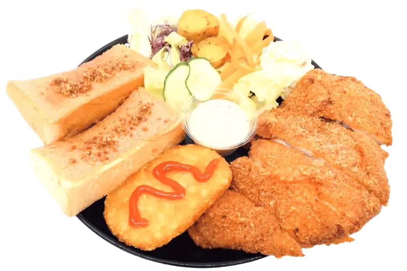 Thai flavor butter cream toast and fried  chicken combo