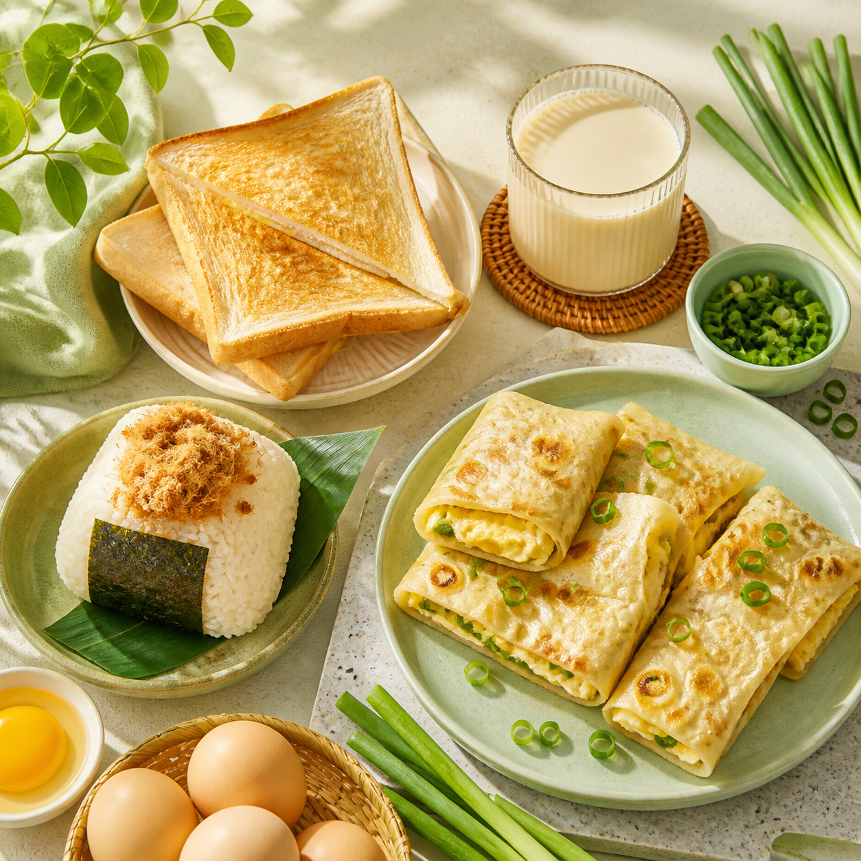 台灣人最愛的早餐食材：蛋餅、吐司與米糰